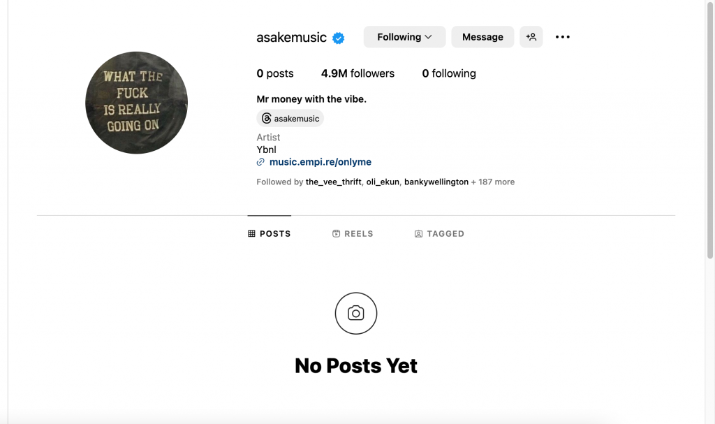 Asake Deletes All Posts Unfollows Everyone On Instagram | Fab.ng